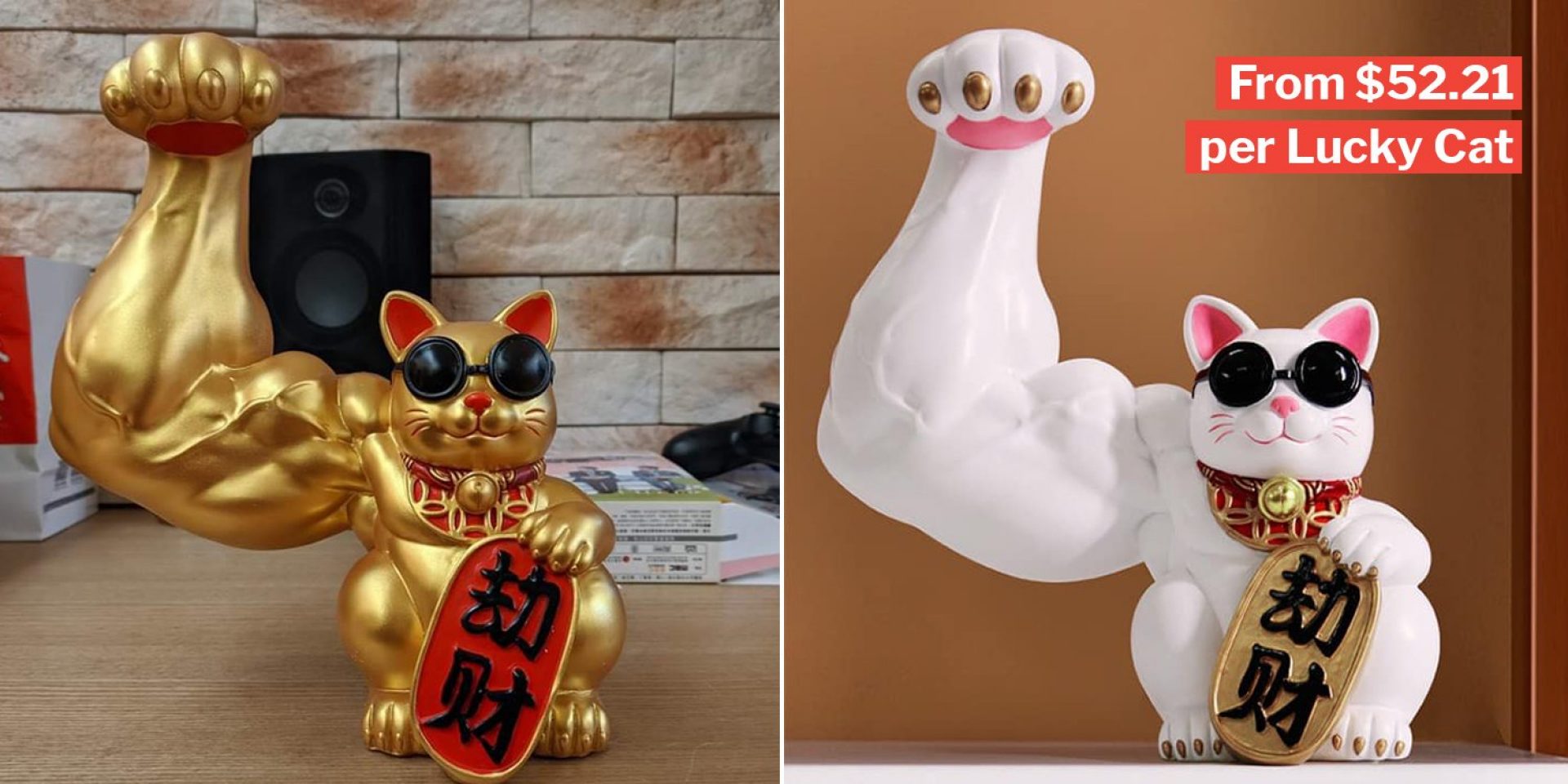 Muscular Fortune Cat Obtainable On Shopee, Brings 'Stronger' Luck For